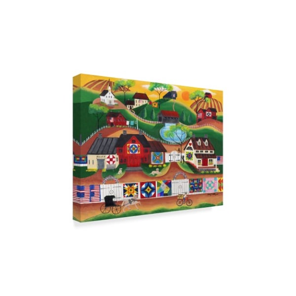 Cheryl Bartley 'Sunrise Colorful Country Quilt Village' Canvas Art,24x32